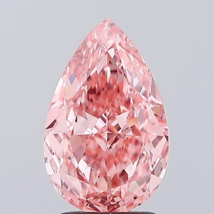 2.25ct Pear Lab Grown Diamond (Colour Fancy Vivid Pink, Clarity VS1, IGI Certified)