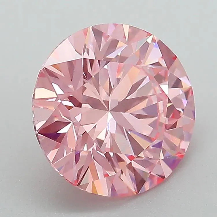 2.33ct Round Lab Grown Diamond (Colour Fancy Vivid Pink, Clarity VVS2, Cut ID, IGI Certified)