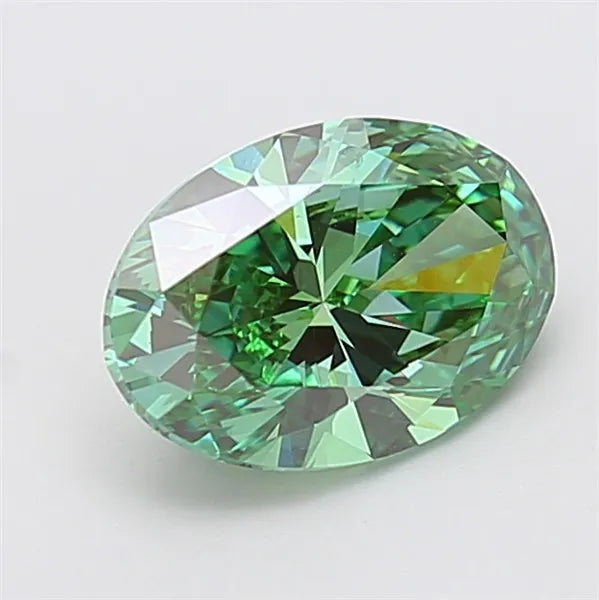 2.50ct Oval Lab Grown Diamond (Colour Fancy Vivid Green, Clarity VS1, IGI Certified)