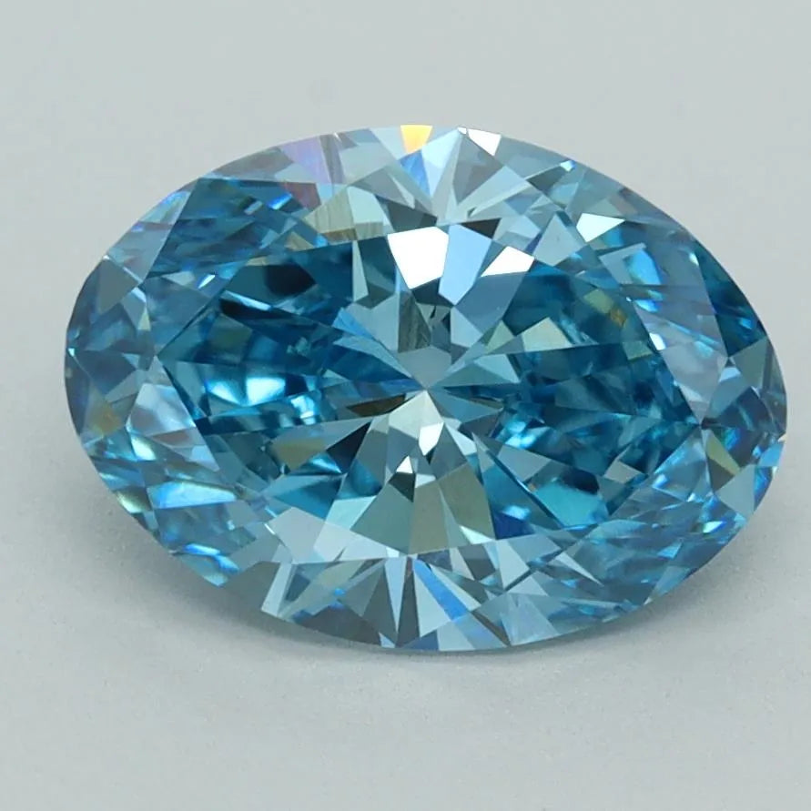 2.52ct Oval Lab Grown Diamond (Colour Fancy Vivid Blue, Clarity VVS2, IGI Certified)