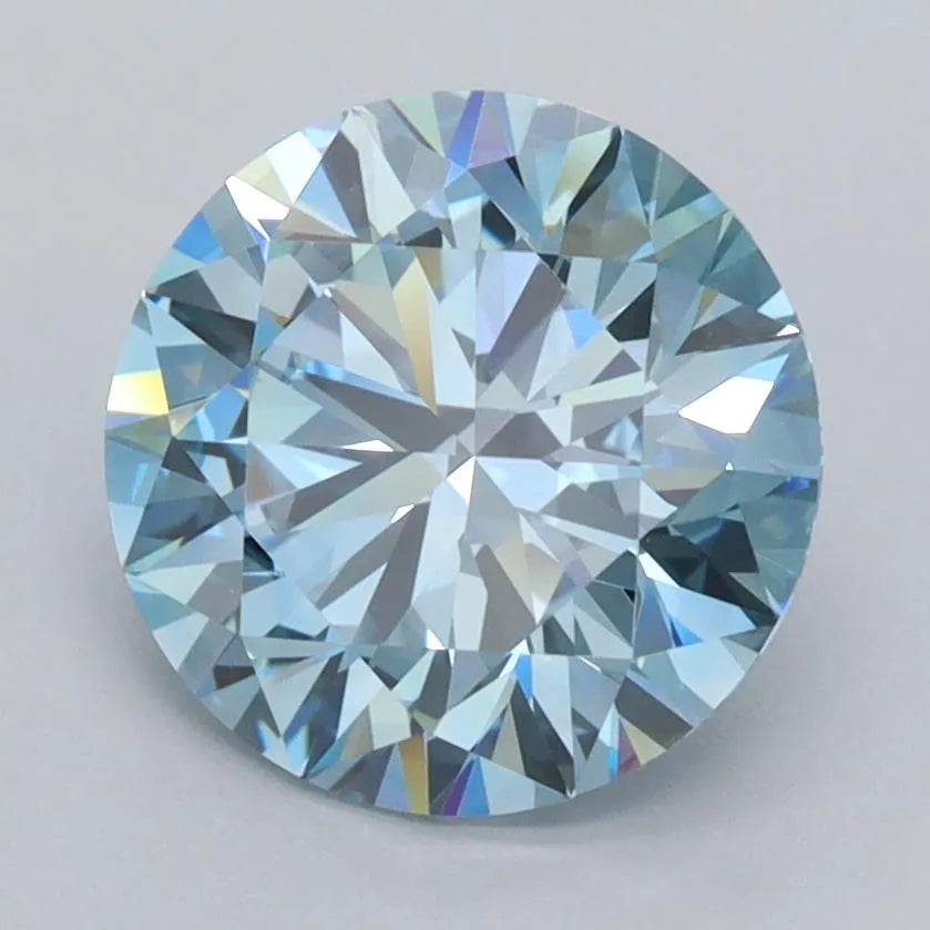2.52ct Round Lab Grown Diamond (Colour Fancy Vivid Blue, Clarity VVS1, Cut ID, IGI Certified)