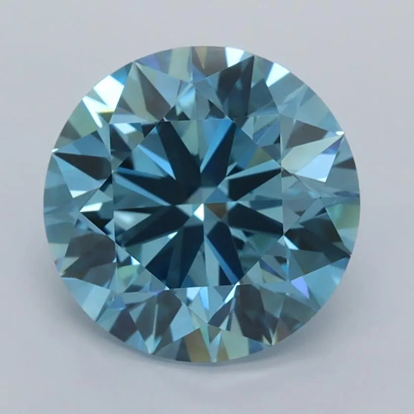2.53ct Round Lab Grown Diamond (Colour Fancy Vivid Blue, Clarity VVS2, Cut ID, IGI Certified)