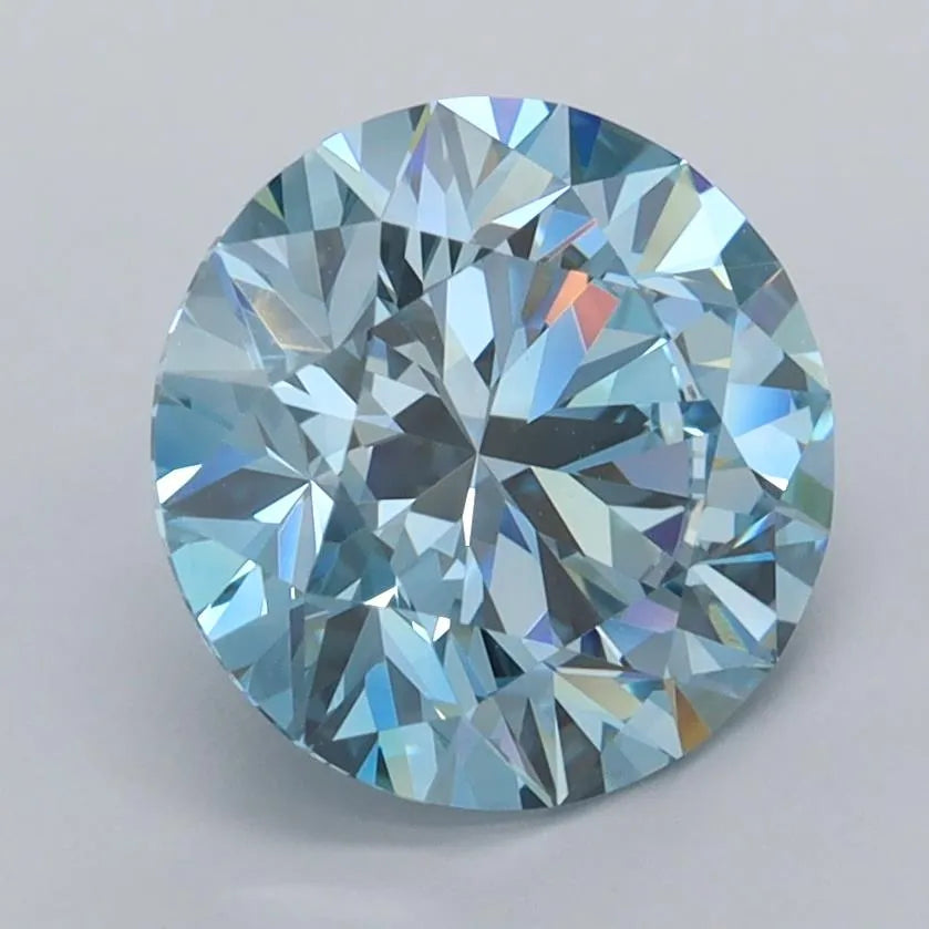 2.54ct Round Lab Grown Diamond (Colour Fancy Vivid Blue, Clarity VVS2, Cut ID, IGI Certified)