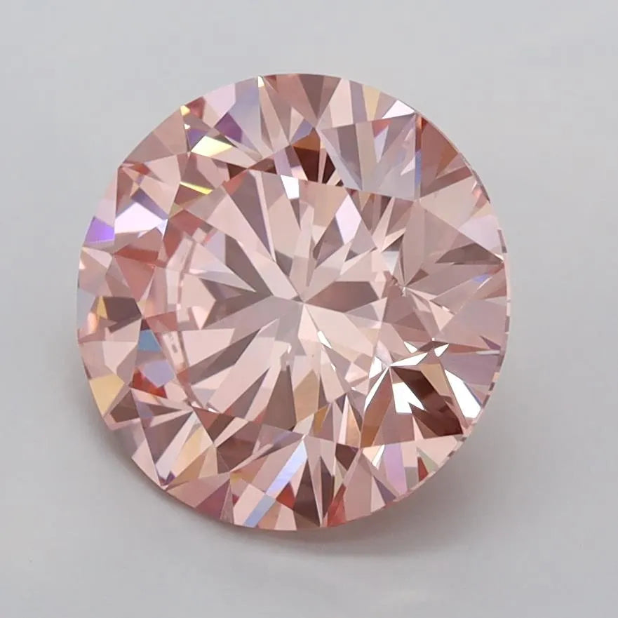 2.54ct Round Lab Grown Diamond (Colour Fancy Vivid Pink, Clarity VVS2, Cut ID, IGI Certified)