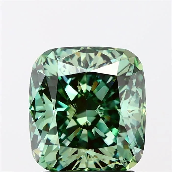 2.57ct Cushion modified Lab Grown Diamond (Colour Fancy Vivid Green, Clarity VS2, IGI Certified)