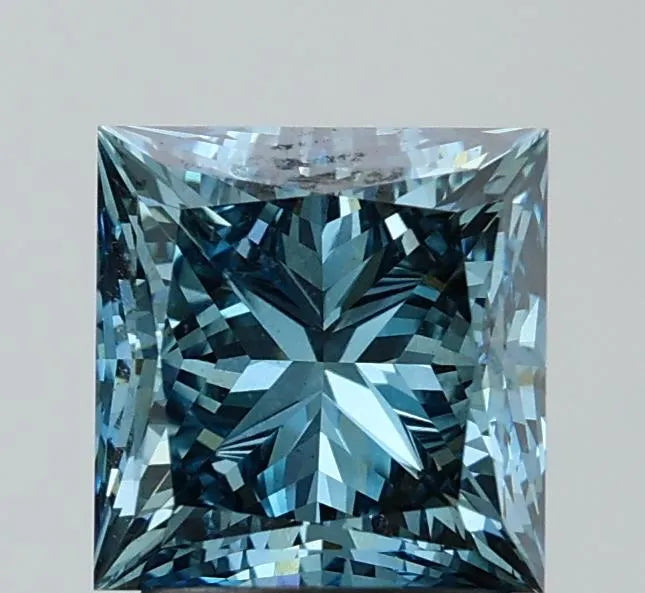 2.58ct Princess Lab Grown Diamond (Colour Fancy Vivid Blue, Clarity VS1, IGI Certified)