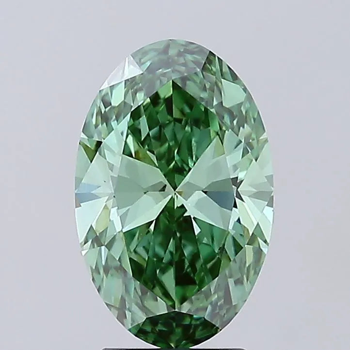 2.59ct Oval Lab Grown Diamond (Colour Fancy Vivid Green, Clarity VVS2, IGI Certified)