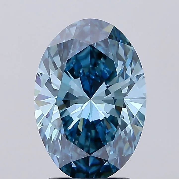 2.60ct Oval Lab Grown Diamond (Colour Fancy Vivid Blue, Clarity VVS2, IGI Certified)