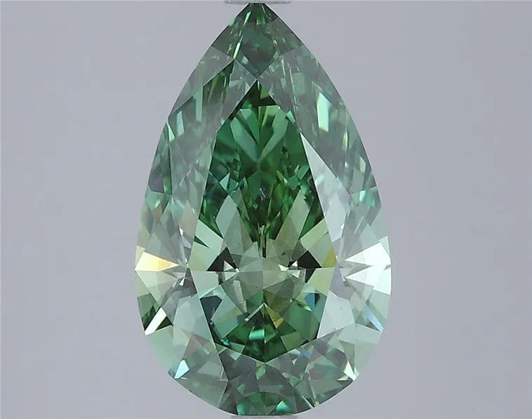 2.64ct Pear Lab Grown Diamond (Colour Fancy Vivid Green, Clarity SI1, IGI Certified)