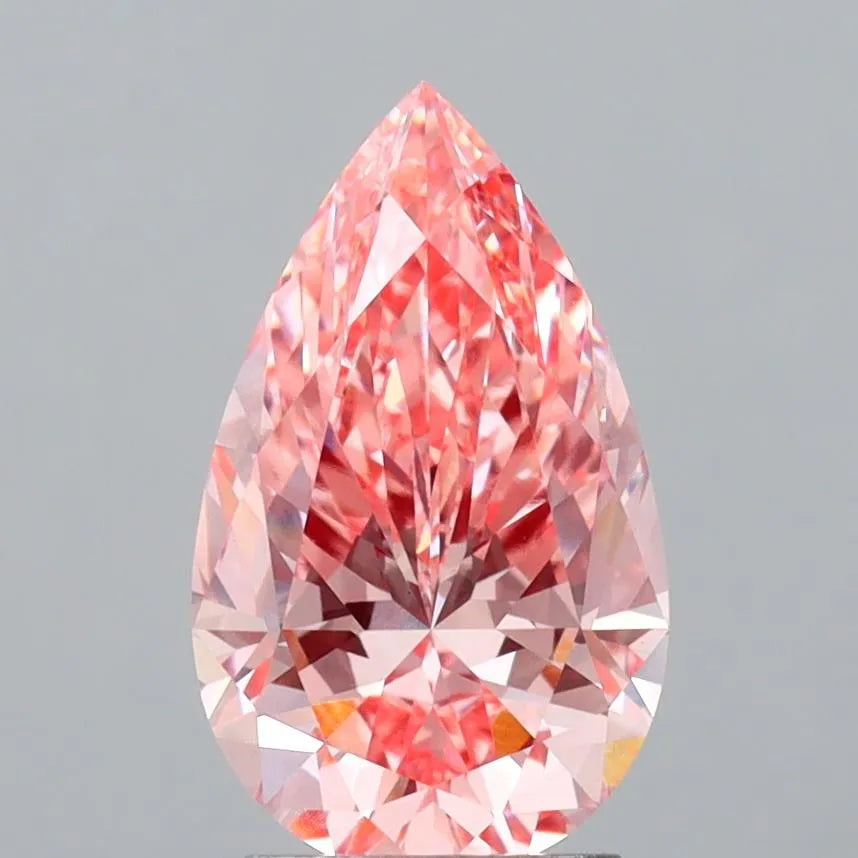 2.70ct Pear Lab Grown Diamond (Colour Fancy Vivid Pink, Clarity VVS2, IGI Certified)