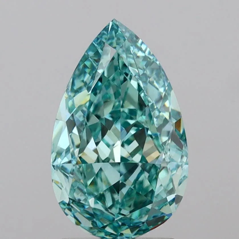 2.73ct Pear Lab Grown Diamond (Colour Fancy Vivid Blueish Green, Clarity VVS2, IGI Certified)