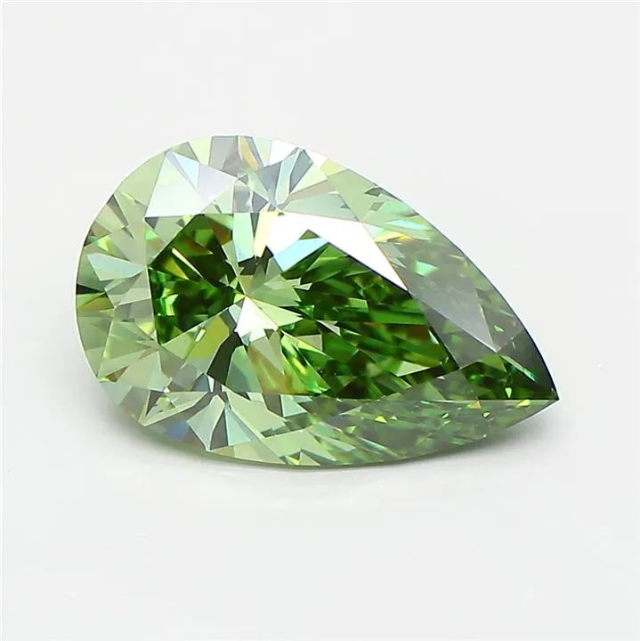 2.74ct Pear Lab Grown Diamond (Colour Fancy Vivid Green, Clarity VVS2, IGI Certified)