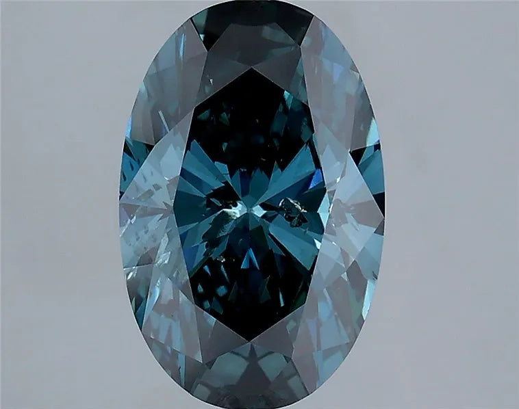 2.77ct Oval Lab Grown Diamond (Colour Fancy Deep Blueish Green, Clarity SI2, Cut EX, IGI Certified)
