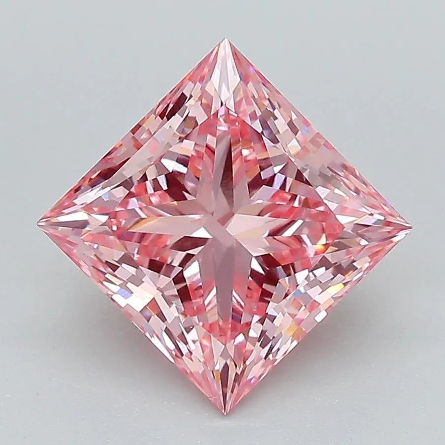 2.79ct Princess Lab Grown Diamond (Colour Fancy Vivid Pink, Clarity VS1, IGI Certified)