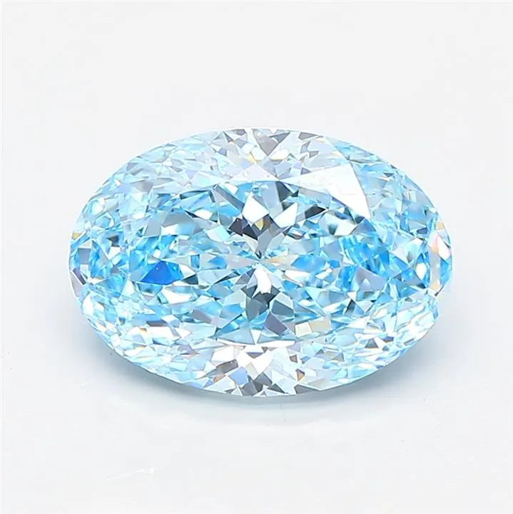 2.97ct Oval Lab Grown Diamond (Colour Fancy Vivid Blue, Clarity VVS2, IGI Certified)