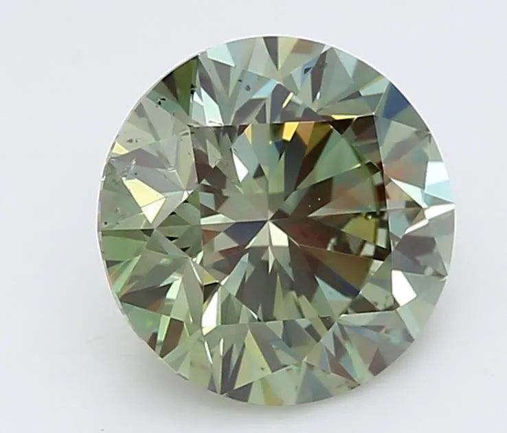 0.95ct Round Lab Grown Diamond (Colour Fancy Vivid Green, Clarity SI1, Cut ID, IGI Certified)
