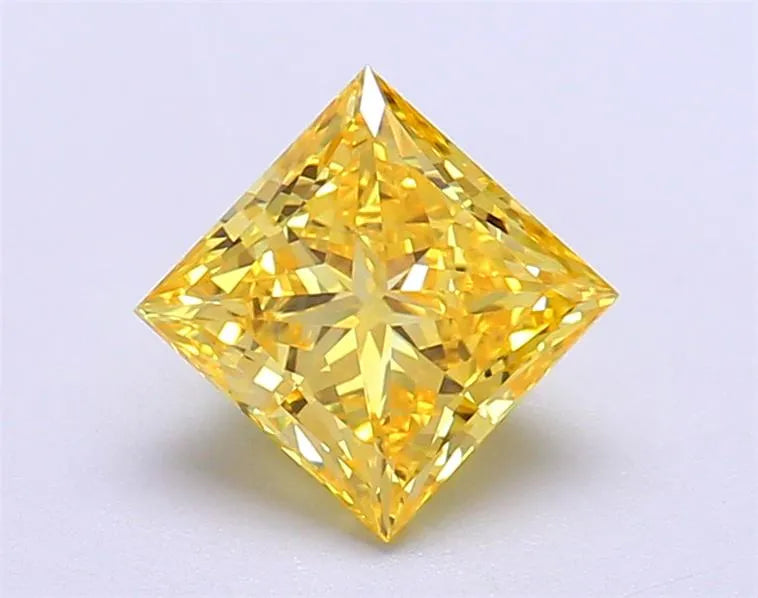 1.52ct Princess Lab Grown Diamond (Colour Fancy Vivid Yellow, Clarity VVS2, IGI Certified)