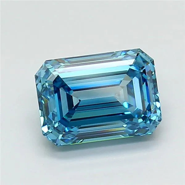 3.09ct Emerald Lab Grown Diamond (Colour Fancy Vivid Blue, Clarity VVS2, IGI Certified)