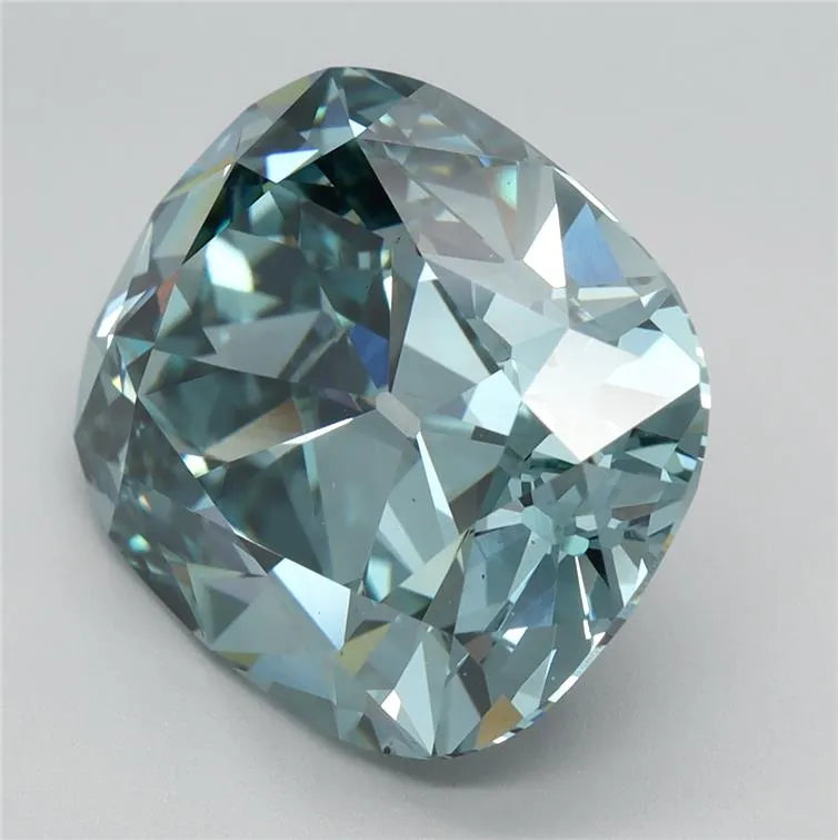 7.16ct Cushion brilliant Lab Grown Diamond (Colour Fancy Vivid Blueish Green, Clarity VS1, IGI Certified)