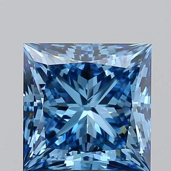 2.09ct Princess Lab Grown Diamond (Colour Fancy Vivid Blue, Clarity VVS1, IGI Certified)