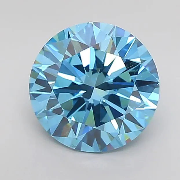 3.11ct Round Lab Grown Diamond (Colour Fancy Vivid Blue, Clarity VS1, Cut EX, IGI Certified)