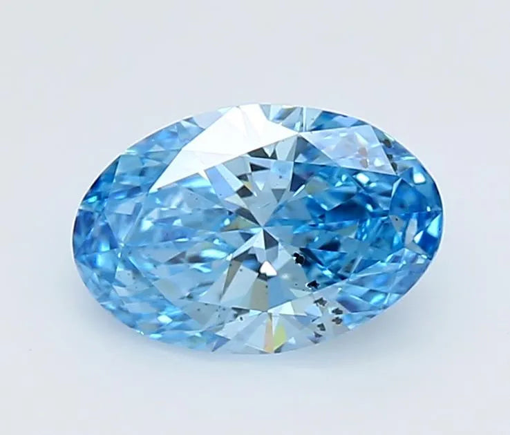 1.04ct Oval Lab Grown Diamond (Colour Fancy Vivid Blue, Clarity SI2, Cut EX, IGI Certified)