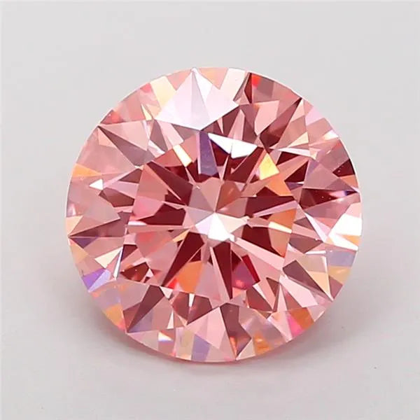 3.06ct Round Lab Grown Diamond (Colour Fancy Vivid Pink, Clarity VS1, Cut ID, IGI Certified)