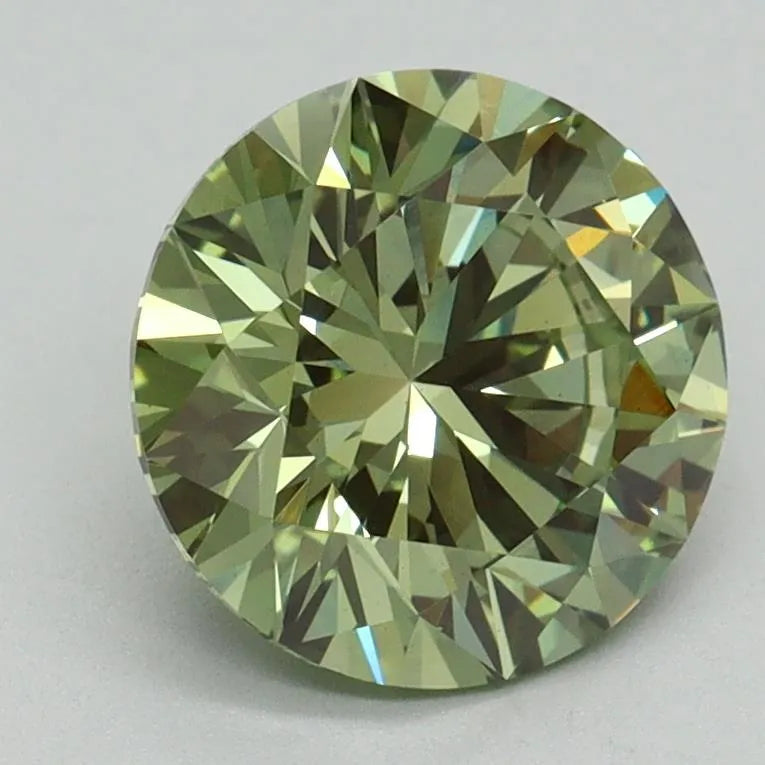 2.10ct Round Lab Grown Diamond (Colour Fancy Vivid Green, Clarity VS1, Cut ID, IGI Certified)