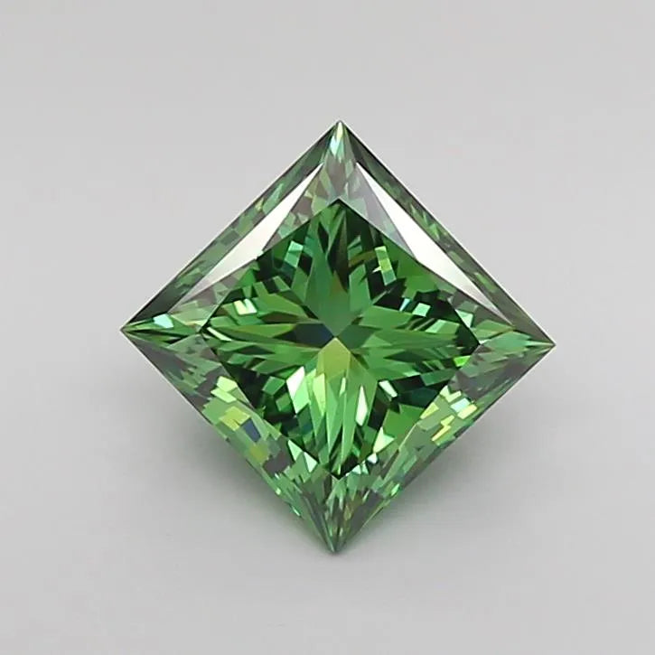 1.84ct Princess Lab Grown Diamond (Colour Fancy Vivid Green, Clarity VVS2, IGI Certified)