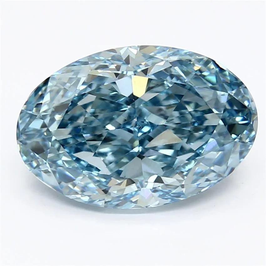 3.72ct Oval Lab Grown Diamond (Colour Fancy Vivid Blue, Clarity VS1, IGI Certified)