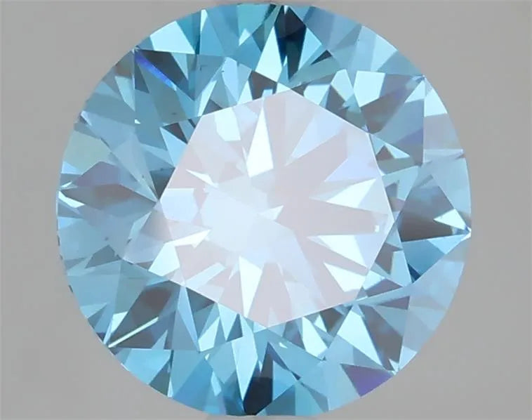 2.08ct Round Lab Grown Diamond (Colour Fancy Vivid Blue, Clarity VS1, Cut ID, IGI Certified)