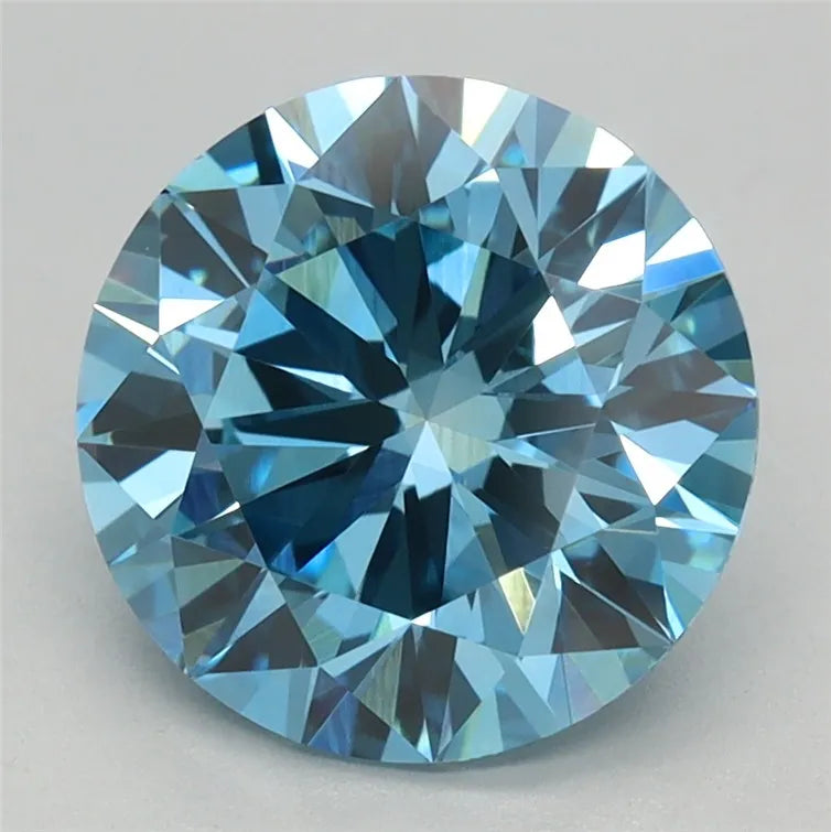 2.20ct Round Lab Grown Diamond (Colour Fancy Vivid Blue, Clarity VVS1, Cut ID, IGI Certified)