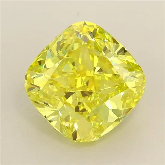 3.00ct Cushion modified Lab Grown Diamond (Colour Fancy Vivid Yellow, Clarity VVS2, IGI Certified)