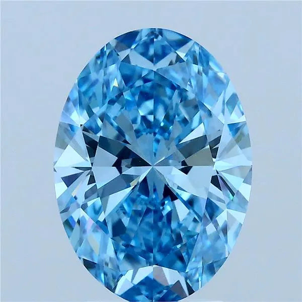 3.00ct Oval Lab Grown Diamond (Colour Fancy Vivid Blue, Clarity VVS2, IGI Certified)