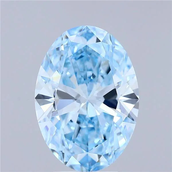 3.00ct Oval Lab Grown Diamond (Colour Fancy Vivid Blue, Clarity VVS2, IGI Certified)