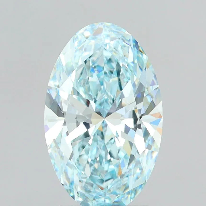 3.00ct Oval Lab Grown Diamond (Colour Fancy Vivid Blue, Clarity VVS2, IGI Certified)