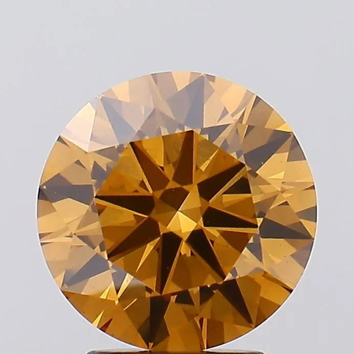 3.00ct Round Lab Grown Diamond (Colour Fancy Orangey Brown, Clarity VS2, Cut EX, IGI Certified)
