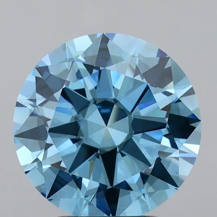 3.00ct Round Lab Grown Diamond (Colour Fancy Vivid Blue, Clarity SI1, Cut EX, IGI Certified)