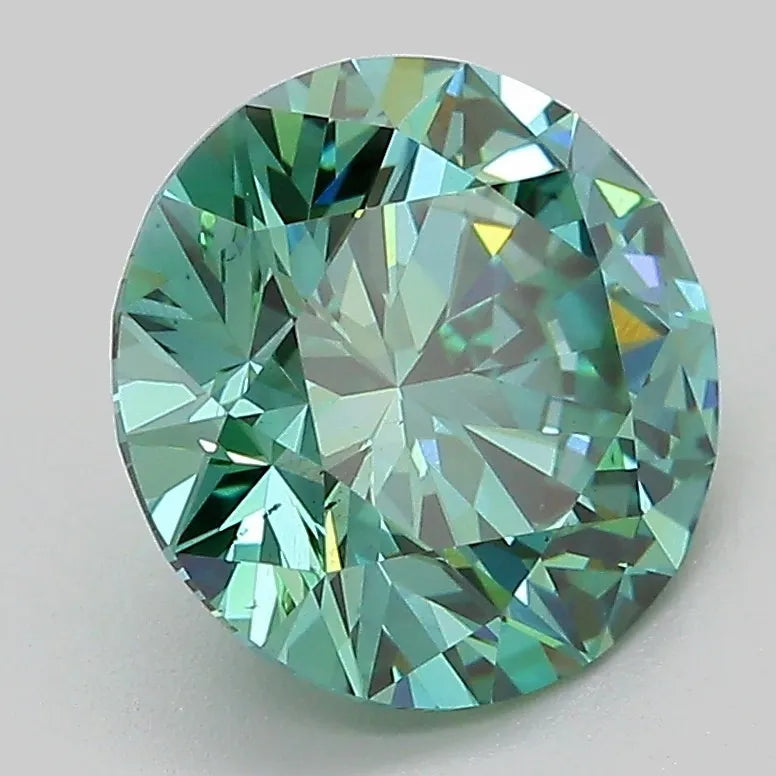 3.00ct Round Lab Grown Diamond (Colour Fancy Vivid Green, Clarity SI1, Cut ID, IGI Certified)
