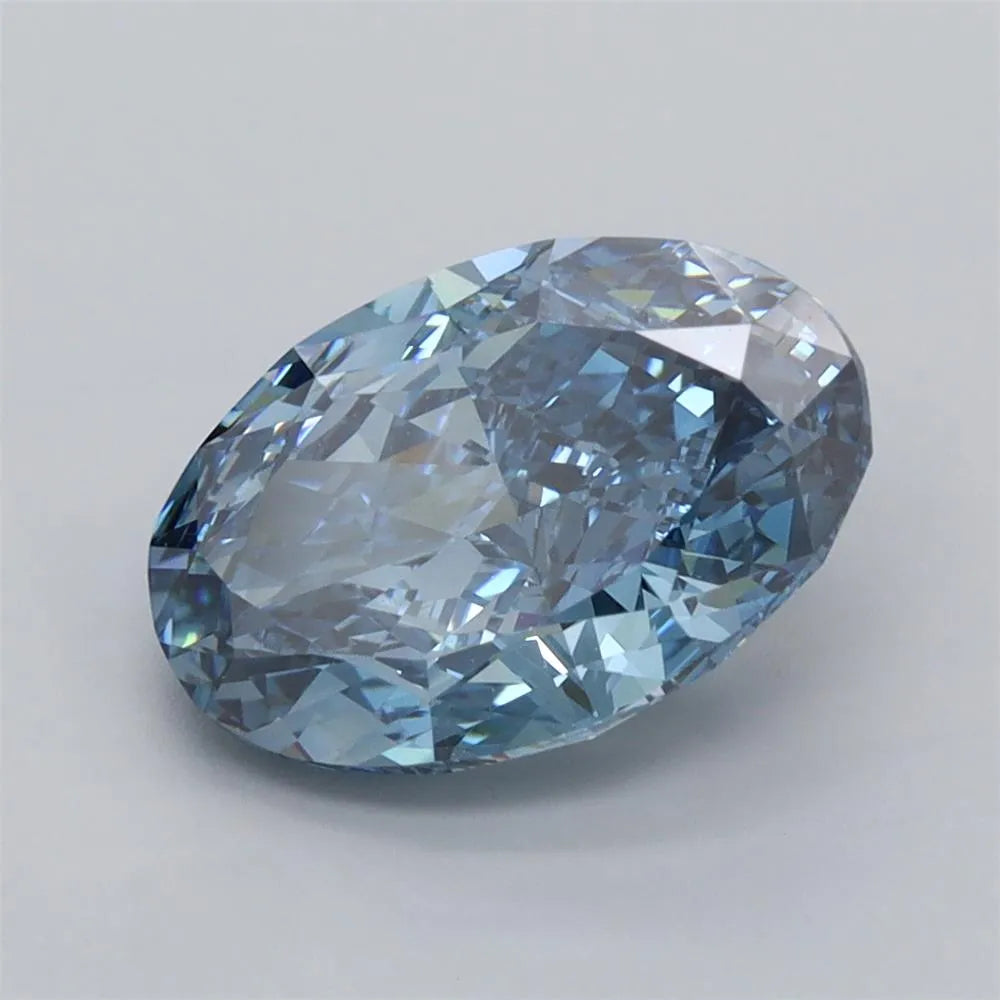 3.01ct Oval Lab Grown Diamond (Colour Fancy Vivid Blue, Clarity VS1, IGI Certified)