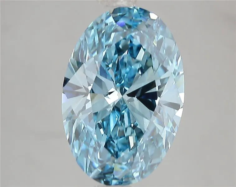 3.01ct Oval Lab Grown Diamond (Colour Fancy Vivid Blue, Clarity VS2, IGI Certified)