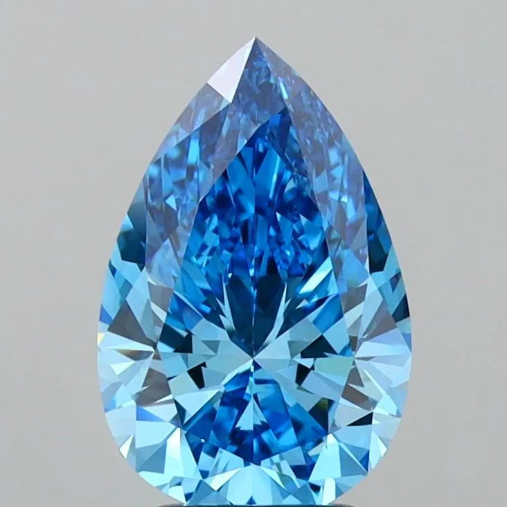 3.01ct Pear Lab Grown Diamond (Colour Fancy Vivid Blue, Clarity VVS2, IGI Certified)