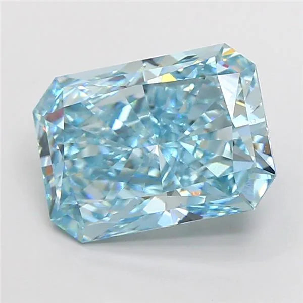 3.01ct Radiant Lab Grown Diamond (Colour Fancy Vivid Greenish Blue, Clarity VS1, IGI Certified)