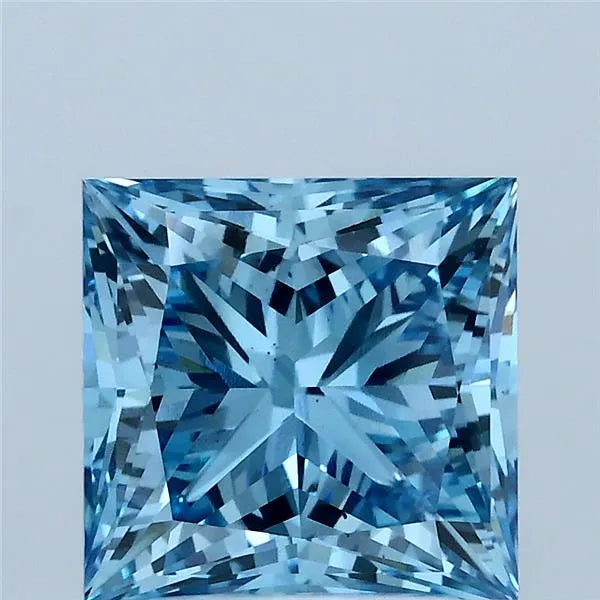3.02ct Princess Lab Grown Diamond (Colour Fancy Vivid Blue, Clarity VS1, IGI Certified)