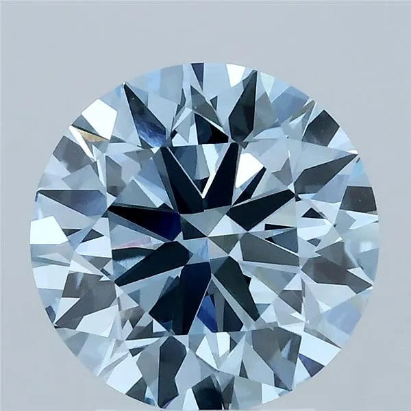 3.02ct Round Lab Grown Diamond (Colour Fancy Vivid Blue, Clarity VVS2, Cut ID, IGI Certified)
