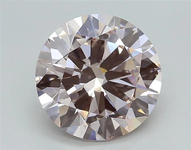 3.02ct Round Lab Grown Diamond (Colour Light Brownish Pink, Clarity VS1, Cut EX, IGI Certified)