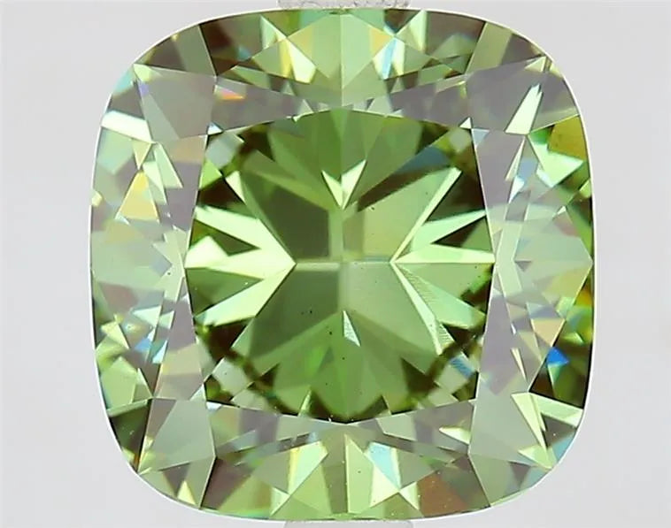 3.03ct Cushion modified Lab Grown Diamond (Colour Fancy Vivid Green, Clarity VS1, IGI Certified)