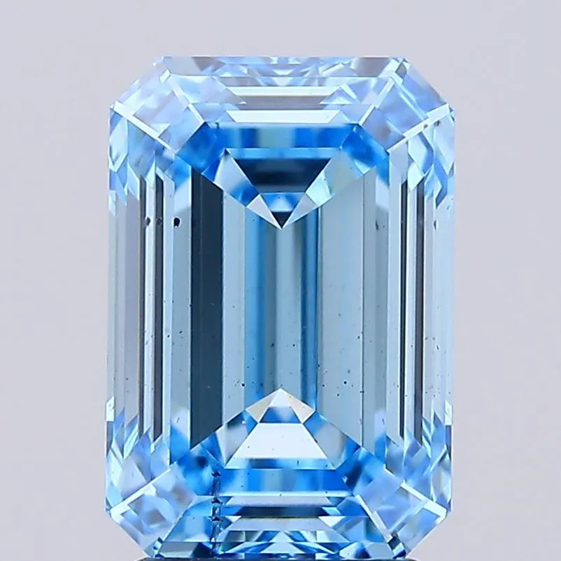 3.03ct Emerald Lab Grown Diamond (Colour Fancy Vivid Blue, Clarity VS2, IGI Certified)