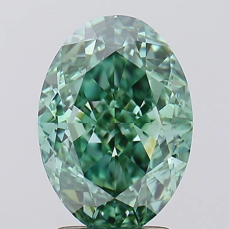 3.06ct Oval Lab Grown Diamond (Colour Fancy Vivid Green, Clarity VVS1, IGI Certified)
