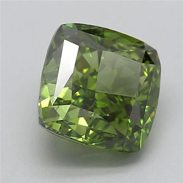 3.07ct Cushion modified Lab Grown Diamond (Colour Fancy Vivid Green, Clarity VS1, IGI Certified)